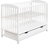 Lit à barreaux Lit de bébé 2 en 1 60x120 avec tiroir, barreaux amovibles et sommier à lattes Réglable en hauteur Transformable en lit junior pour fille et garçon - Blanc