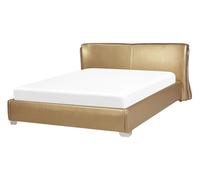 Lit à Eau 140 x 200 cm avec Cadre de Lit en Cuir Doré et Matelas à Eau Confort L