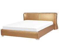Lit à Eau 180 x 200 cm avec Cadre de Lit en Cuir Doré et Matelas à Eau Confort