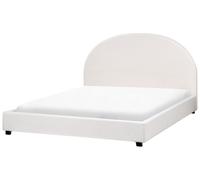 Lit à Eau Double 160x200cm Tête Lit Demi Ronde Tissu Blanc Cassé Vaucluse