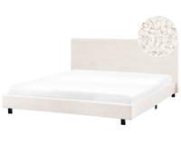 Lit à Eau Double Moderne avec Matelas 180 x 200 cm en Tissu Bou lanc Cassé