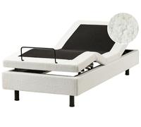 Beliani Lit Réglable sans Tête de Bou lanc Cassé 80x200 Réglage | Tissu, Assemblage partiel requis, Charge Max 300 kg