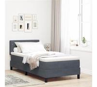 Lit à ressort avec matelas vidaXL Gris foncé Simple Velours 3339075