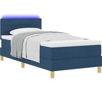 Lit à ressort LED avec bandes LED Bleu 100 x 200 cm tissu