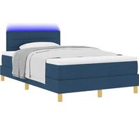 Lit à ressort LED avec bandes LED Bleu 120 x 200 cm tissu