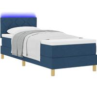 Lit à ressort LED avec bandes LED Bleu 80 x 200 cm tissu