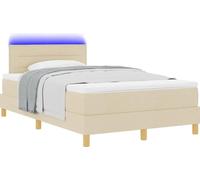 Lit à ressort LED avec bandes LED Crème 120 x 190 cm tissu