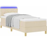 Lit à ressort LED avec bandes LED Crème 80 x 200 cm tissu