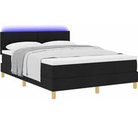 Lit à ressort LED avec bandes LED Noir 140 x 190 cm tissu