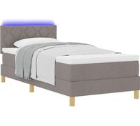 Lit à ressort LED avec bandes LED Taupe 100 x 200 cm tissu