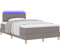 Lit à ressort LED avec bandes LED Taupe 120 x 200 cm tissu