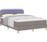 Lit à ressort LED avec bandes LED Taupe 140 x 190 cm tissu