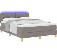 Lit à ressort LED avec bandes LED Taupe 160 x 200 cm tissu