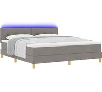 Lit à ressort LED avec bandes LED Taupe 180 x 200 cm tissu
