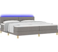Lit à ressort LED avec coussin Taupe 200 x 200 cm tissu