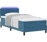 Lit à ressort LED avec matelas Bleu foncé 90 x 200 cm Velours
