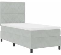 Lit à ressort LED avec matelas Gris clair 100 x 200 cm Velours