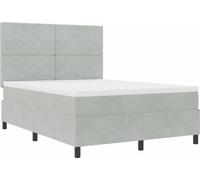 Lit à ressort LED avec matelas Gris clair 160 x 200 cm Velours