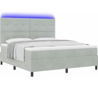 Lit à ressort LED avec matelas Gris clair 180 x 200 cm Velours