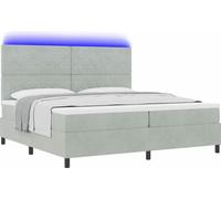 Lit à ressort LED avec matelas Gris clair 200 x 200 cm Velours