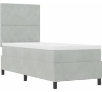 Lit à ressort LED avec matelas Gris clair 80 x 200 cm tissu