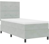 Lit à ressort LED avec matelas Gris clair 90 x 200 cm Velours