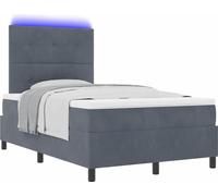 Lit à ressort LED avec matelas Gris foncé 120 x 190 cm Velours