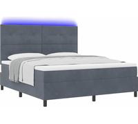 Lit à ressort LED avec matelas Gris foncé 180 x 200 cm Velours