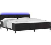 Lit à ressort LED avec matelas Noir 200 x 200 cm Velours