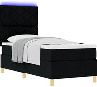 Lit à ressort LED avec matelas Noir 80 x 200 cm tissu