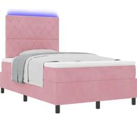 Lit à ressort LED avec matelas Rose 120 x 190 cm Velours