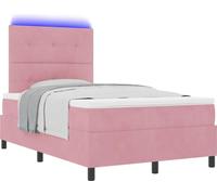 Lit à ressort LED avec matelas Rose 120 x 200 cm Velours