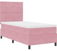 Lit à ressort LED avec matelas Rose 80 x 200 cm Velours