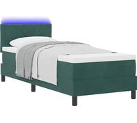 Lit à ressort LED avec matelas Vert foncé 80 x 200 cm Velours
