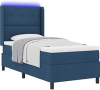 Lit à ressort LED avec tête de lit Bleu 100 x 200 cm tissu