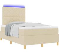 Lit à ressort LED avec tête de lit Crème 120 x 190 cm tissu
