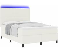 Lit à ressort LED avec tête de lit Crème et Blanc 160 x 200 cm