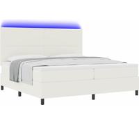 Lit à ressort LED avec tête de lit Crème et Blanc 200 x 200 cm