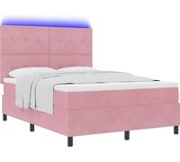 Lit à ressort LED avec tête de lit Rose 160 x 200 cm Velours