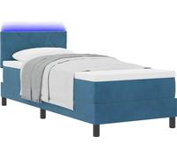 Lit à ressort LED Bleu foncé 80 x 200 cm Velours