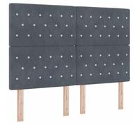 Lit à Ressort LED Gris foncé en Velours 160 x 200 cm avec Matelas, Cadre de lit Solide, tête réglable et éclairage RGB pour Chambre Moderne et Confortable