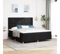 Lit à Ressort LED Noir avec Matelas 180 x 200 cm en Tissu, Cadre de lit en Bois Durable, tête de lit réglable pour Chambre Moderne, éclairage RGB avec Ambiance Cosy