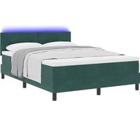 Lit à ressort LED Vert foncé 160 x 200 cm Velours