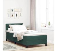 Lit à Ressort LED Vert foncé 90 x 200 cm avec Matelas, Velours et Cadre en Bois d'ingénierie, tête de lit modulable, éclairage RGB pour Chambre Moderne
