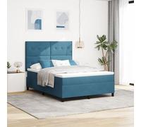 Lit à ressort vidaXL avec matelas et LED bleu foncé 140x200 cm velours