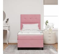 Lit à ressort vidaXL avec matelas et LED rose 80x200 cm en velours