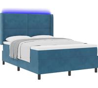 Lit à ressorts avec bandes LED Bleu 140 x 190 cm Velours