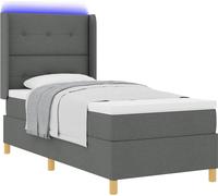Lit à ressorts avec bandes LED Gris 80 x 200 cm tissu