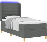 Lit à ressorts avec bandes LED Gris 80 x 200 cm tissu