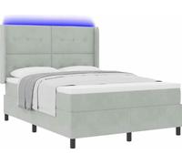 Lit à ressorts avec bandes LED Gris clair 140 x 190 cm Velours